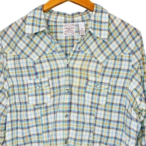 Aeropostale Plaid Pearl Snap Button Front Long Sleeve Top Women’s Size XL - Picture 2 of 6